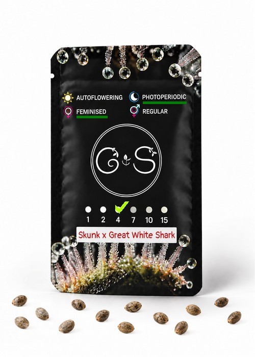 Семена ганжа  Skunk x Great White Shark feminised Ganja Seeds